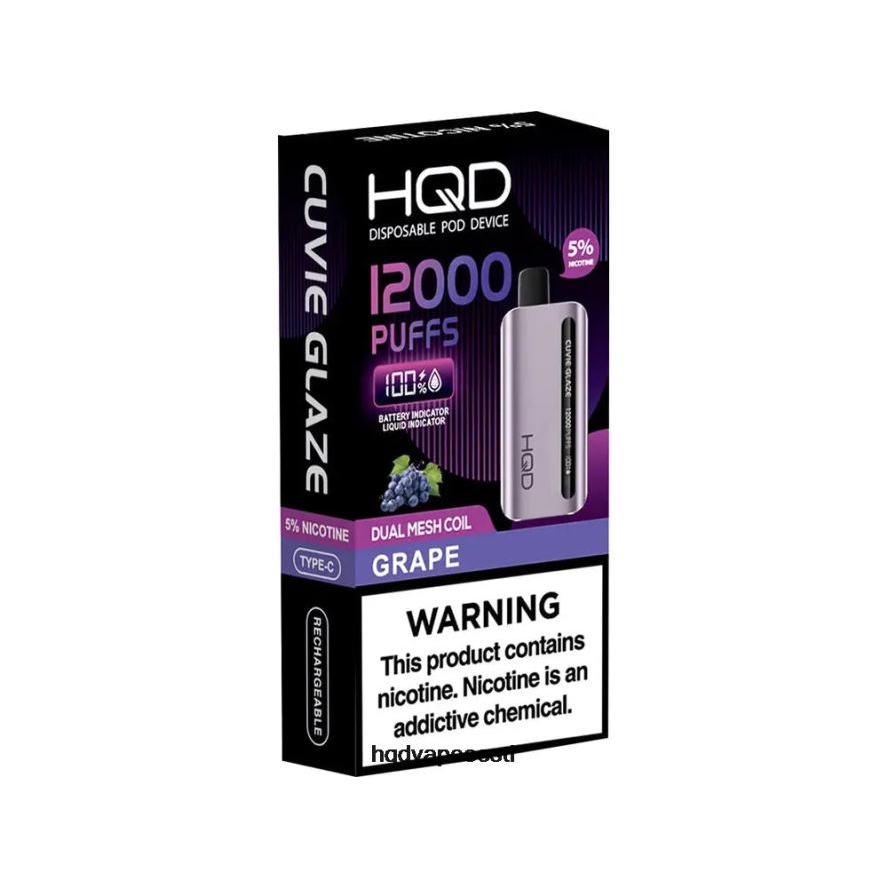HQD CUVIE GLAZE ühekordne vape 12000 V68JF168 viinamari - HQD Eesti