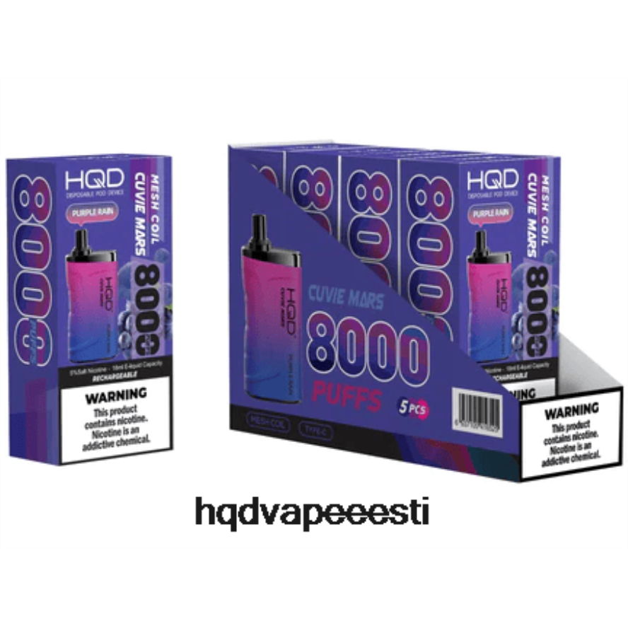 HQD CUVIE MARS ühekordselt kasutatavad V68JF239 lilla vihm - HQD Vape Disposable