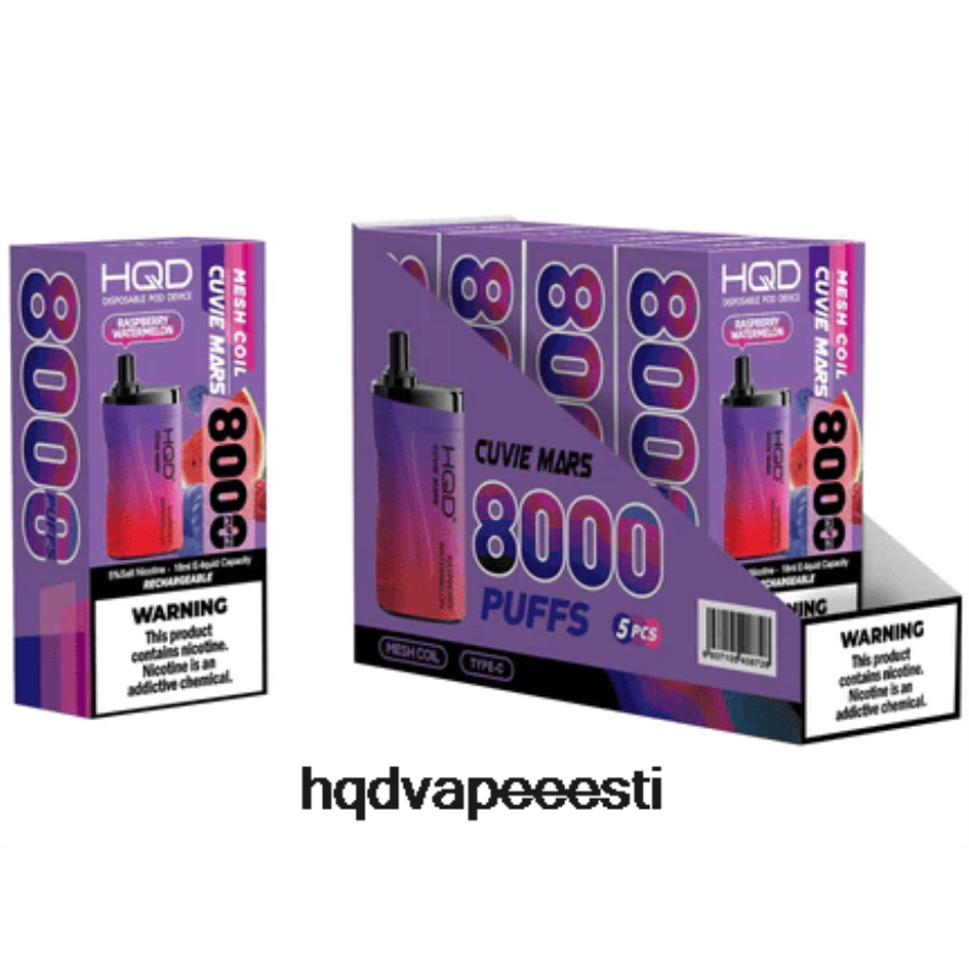 HQD CUVIE MARS ühekordselt kasutatavad V68JF243 vaarikas arbuus - HQD Vape Price