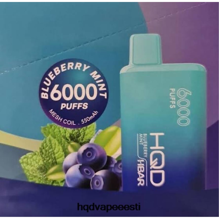 HQD HBAR 6000 pahvi V68JF51 mustika piparmünt - HQD Vape Shop