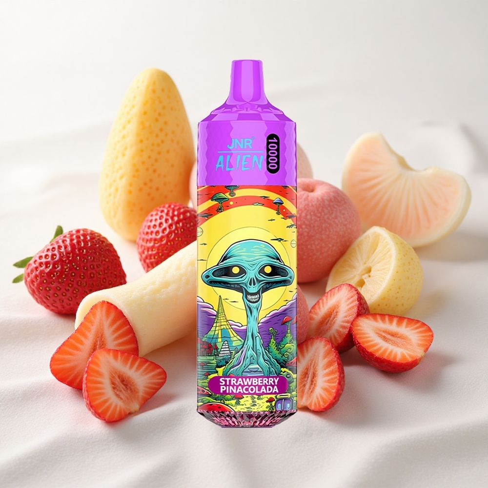 Maasika-Piña Colada JNR Alien 10000 Puffs 850mAh aku ja RGB-tuledega