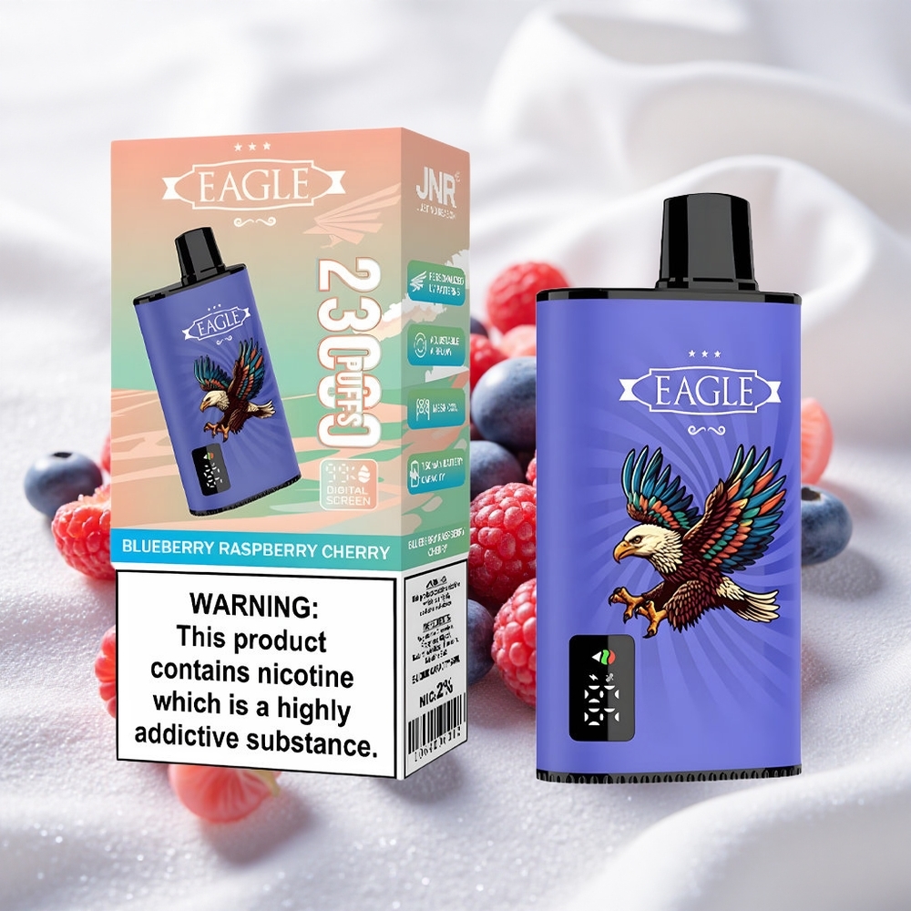 Mustika Vaarikas Kirsiga JNR EAGLE Smart 23000 Puffs Digitaalne Ekraan 1.0ohm Võrkkeelega