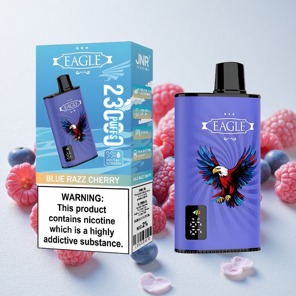 Sinise Vaarika-Marja JNR EAGLE Smart 23000 Puffs Digitaalne Ekraan 1.0ohm Võrkkest