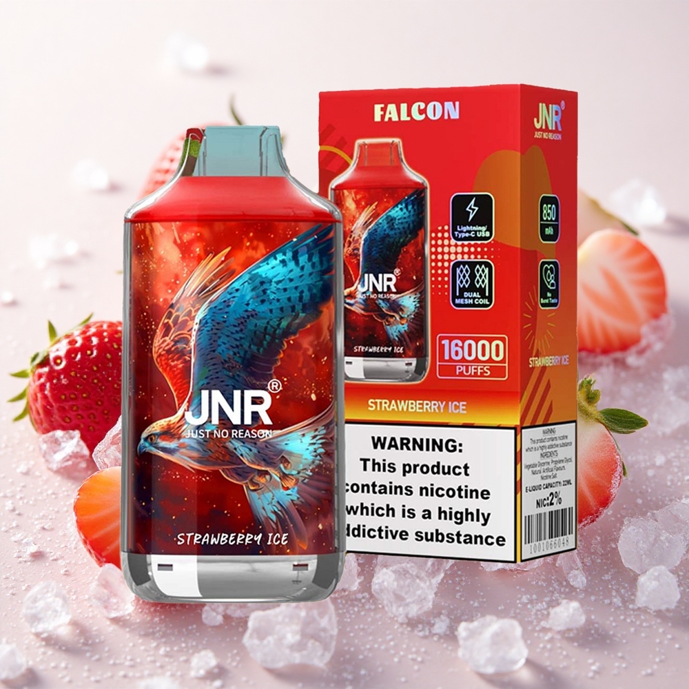 Maasika-Jää JNR Falcon 16000 Puffs Ühekordne Vape 850 mAh