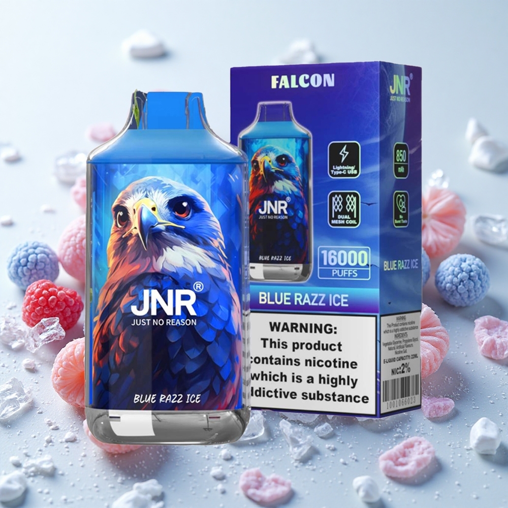 Sinine Sõstar-Jää JNR Falcon 16000 Puffs 22ml Taimerdusekraaniga