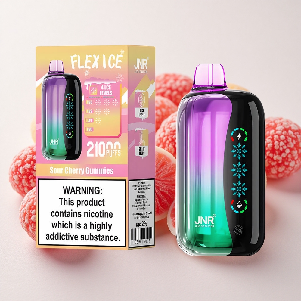 Hapukirsi-Kommid JNR Flex Ice 21000 Puffs Ühekordne Vape Kohandatav Õhuvool ja 26ml E-vedelik