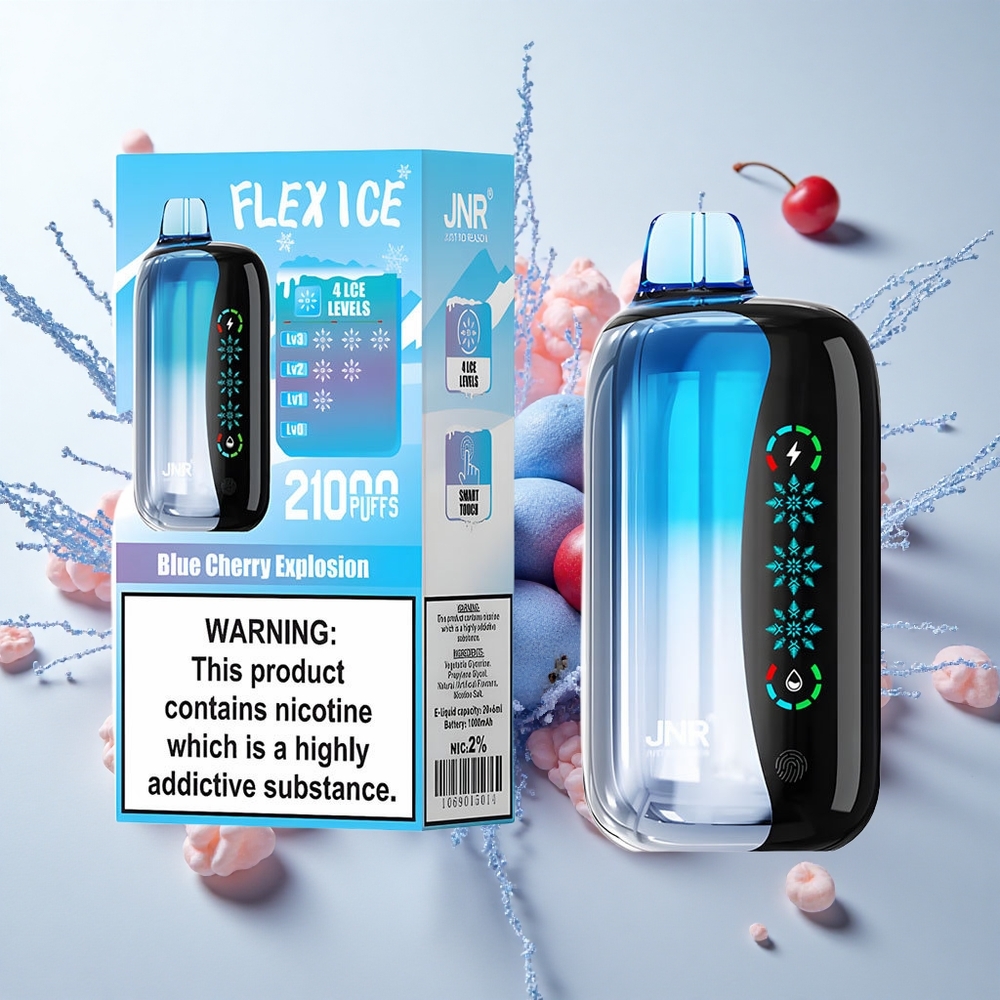 Sinine Kirsi Plahvatus JNR Flex Ice 21000 Puhud Hägustatav Jahutus 26ml Vedelik