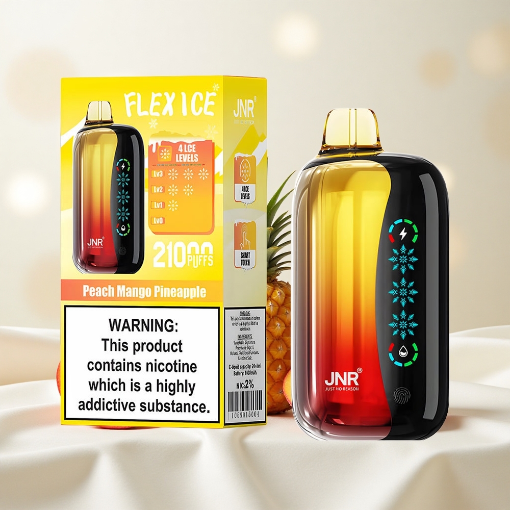Virsi-Mango-Ananass JNR Flex Ice 21000 Puffs Ühekordne Vape kohandatav õhuvool 1.2 Ohm Dual Mesh