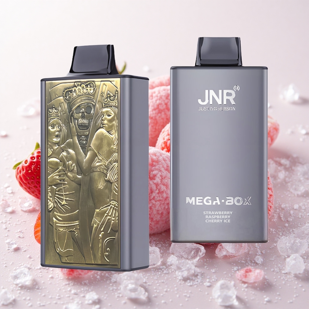 Maasika-Vaarik-Kirsijää JNR Mega Box 25000 Puffs Kaasaskantav Aurusti 30ml Mahutavusega