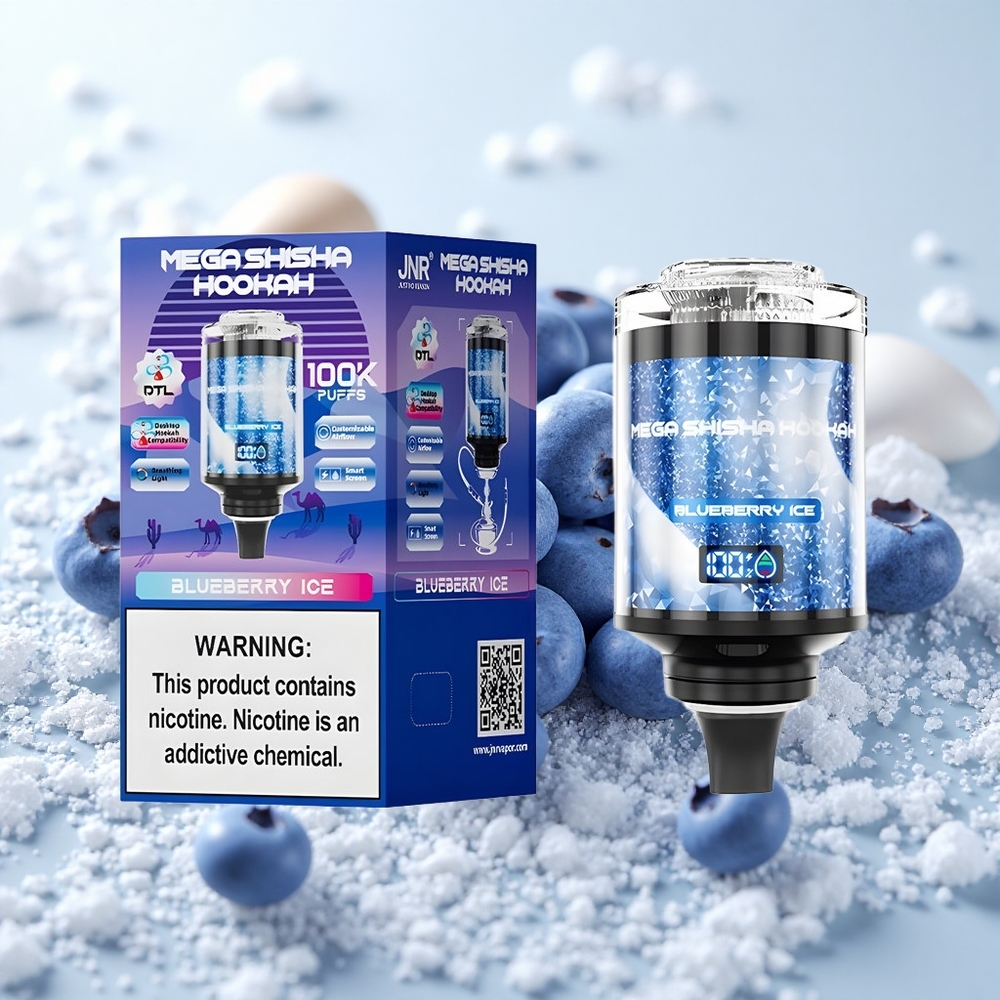 Mustikas-Jäätis JNR Mega Shisha Hookah 100K Töölauale Sobiv Hingamisvalgusega