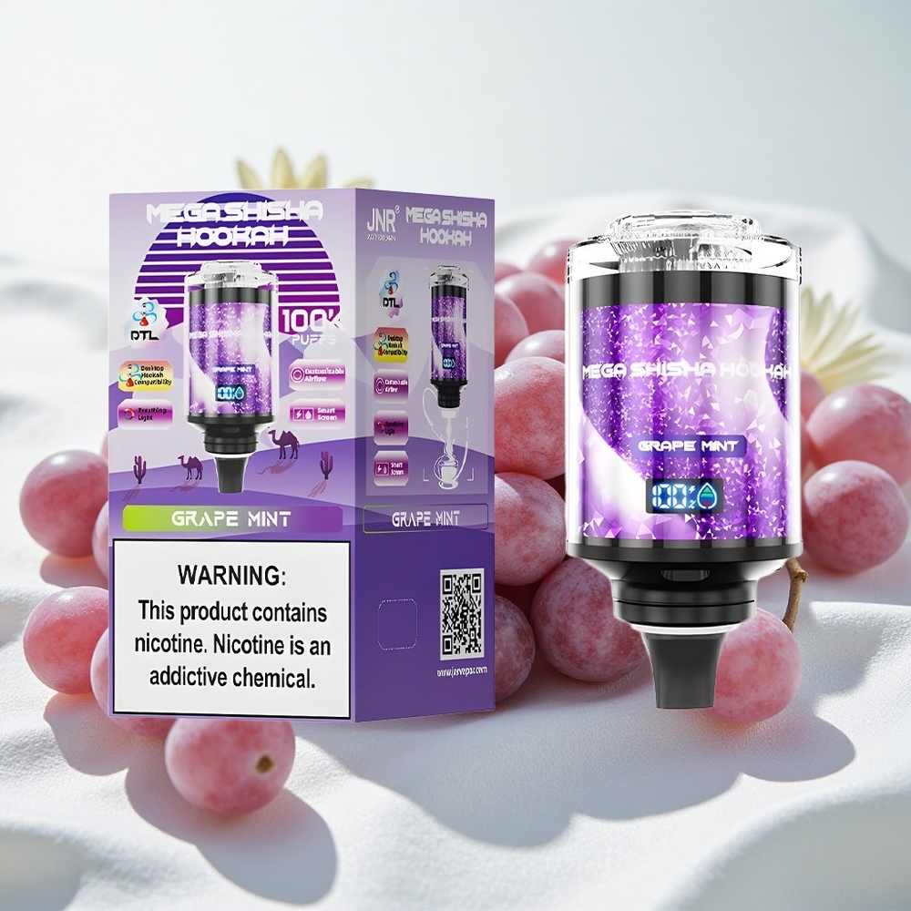 Viinamärsi-Mündi JNR Mega Shisha Hookah 100K 1 suu 60ml mahuti
