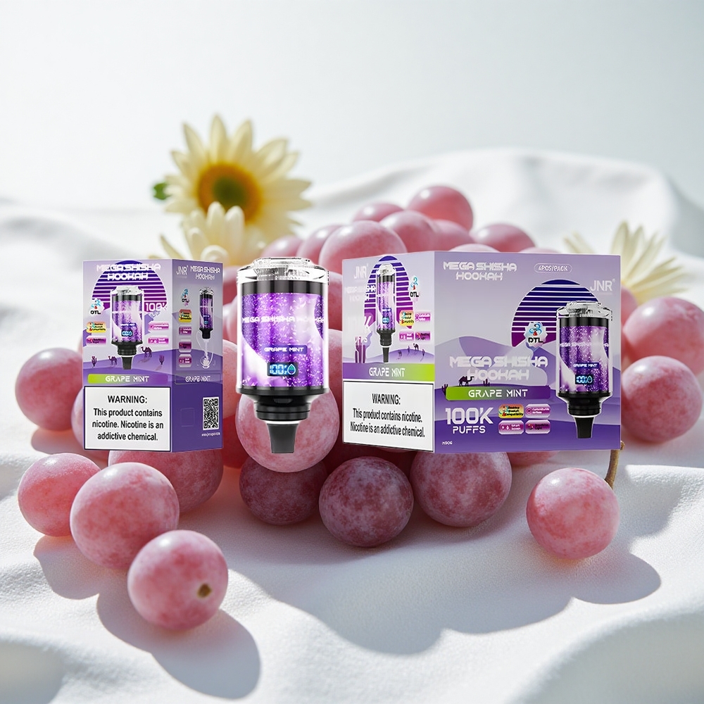 Viinamärsi-Mündi JNR Mega Shisha Hookah 100K 1 suu 60ml mahuti
