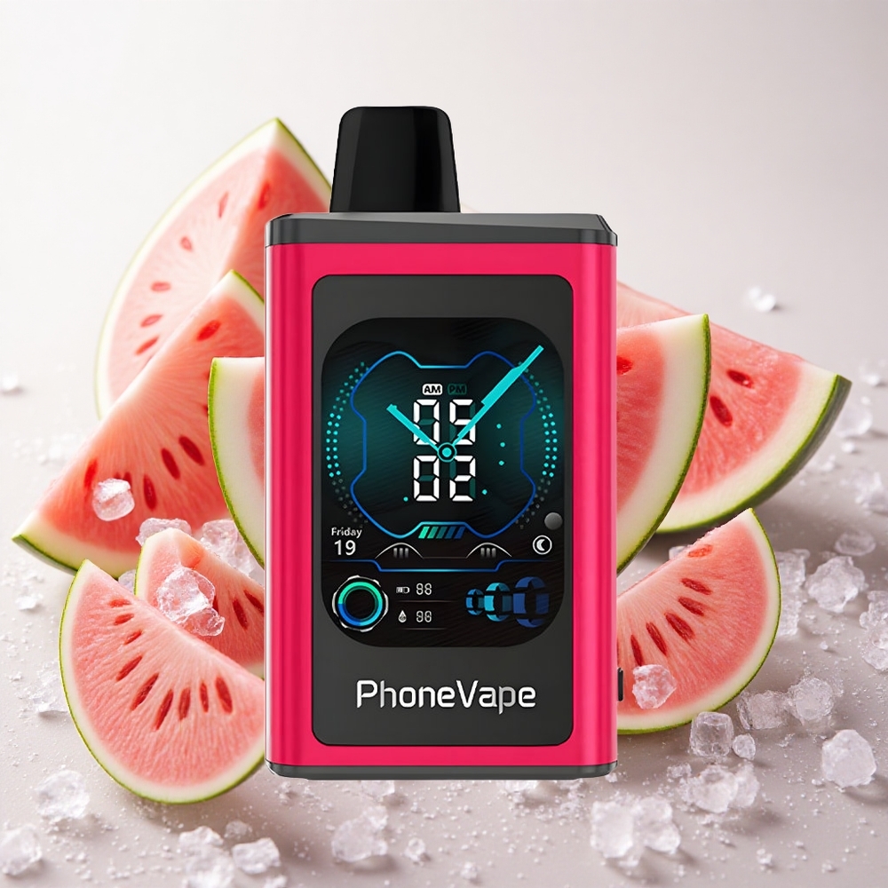 Arbuusi-Jää JNR PhoneVape 30000 sügamatutega Ühekordne Vape Täiskuva Ekraaniga
