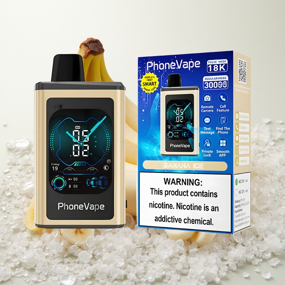 Banaani jää JNR PhoneVape 30000 Puffs Täiskuva ekraaniga