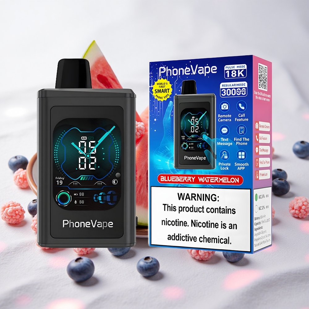 Mustika-Arbuusi JNR PhoneVape 30000 puffs Laaditav Täisekraaniga