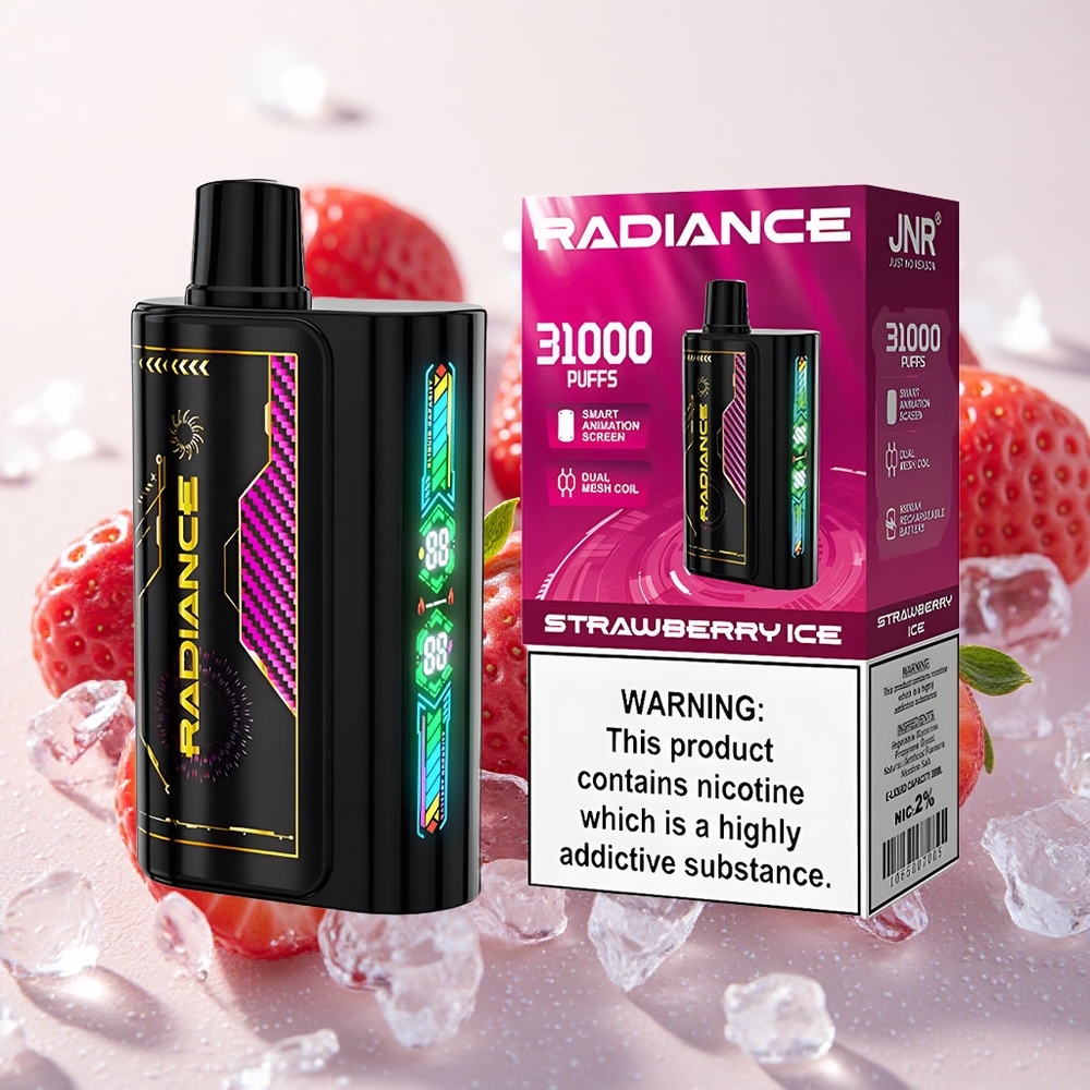 Maasikajää JNR Radiance 31000 Puffs Ühekordne Vape Tüüp-C laadimispordiga