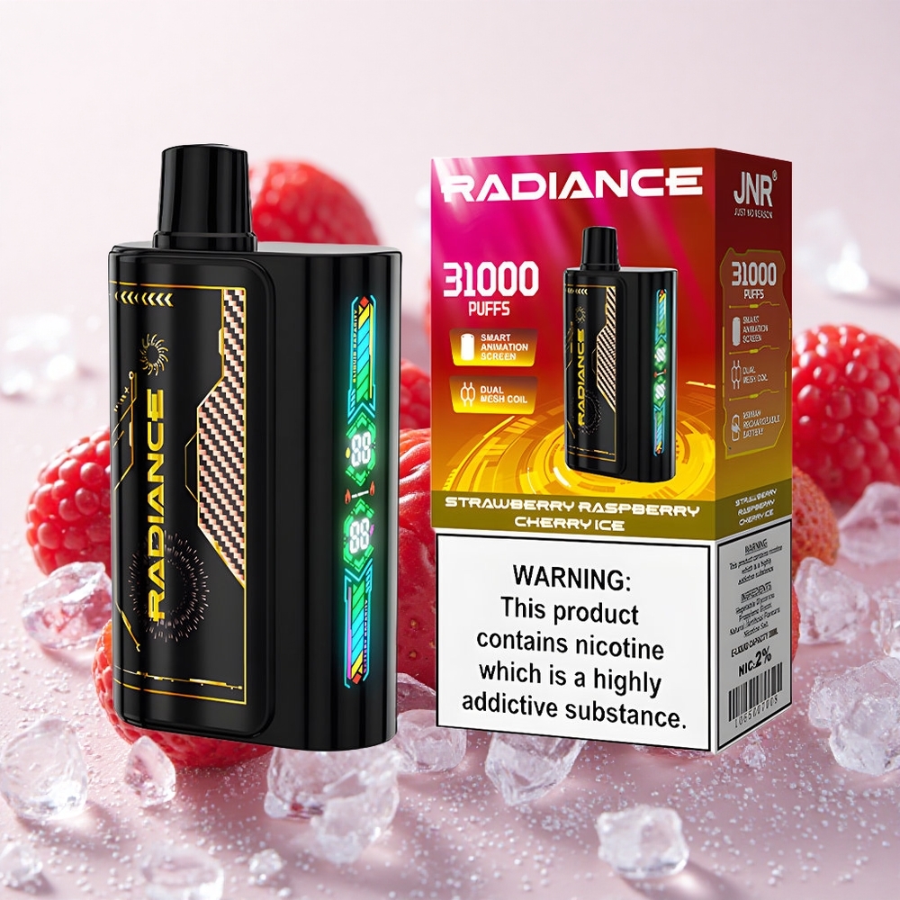 Maasikas Vaarik Kirss Jäätis JNR Radiance 31000 Puffs 28ml E-vedelikuga