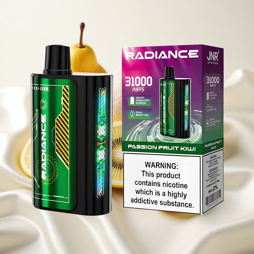 Passionifruut Kiivi JNR Radiance 31000 Puffs Ühekordne Vape 950 mAh Laetav Aku