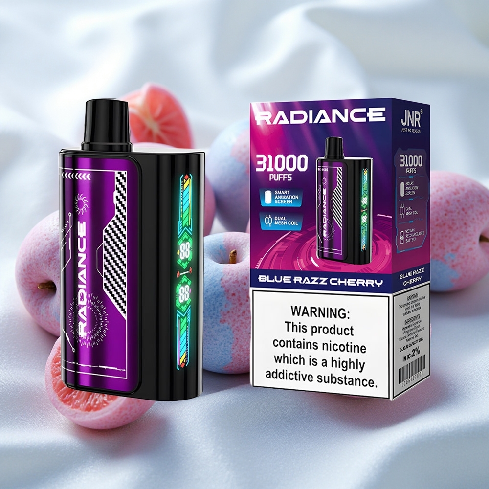 Sinine Vaarika-Kirsipost JNR Radiance 31000 Puffs Ühekordne Vape 28ml Vedelikuga