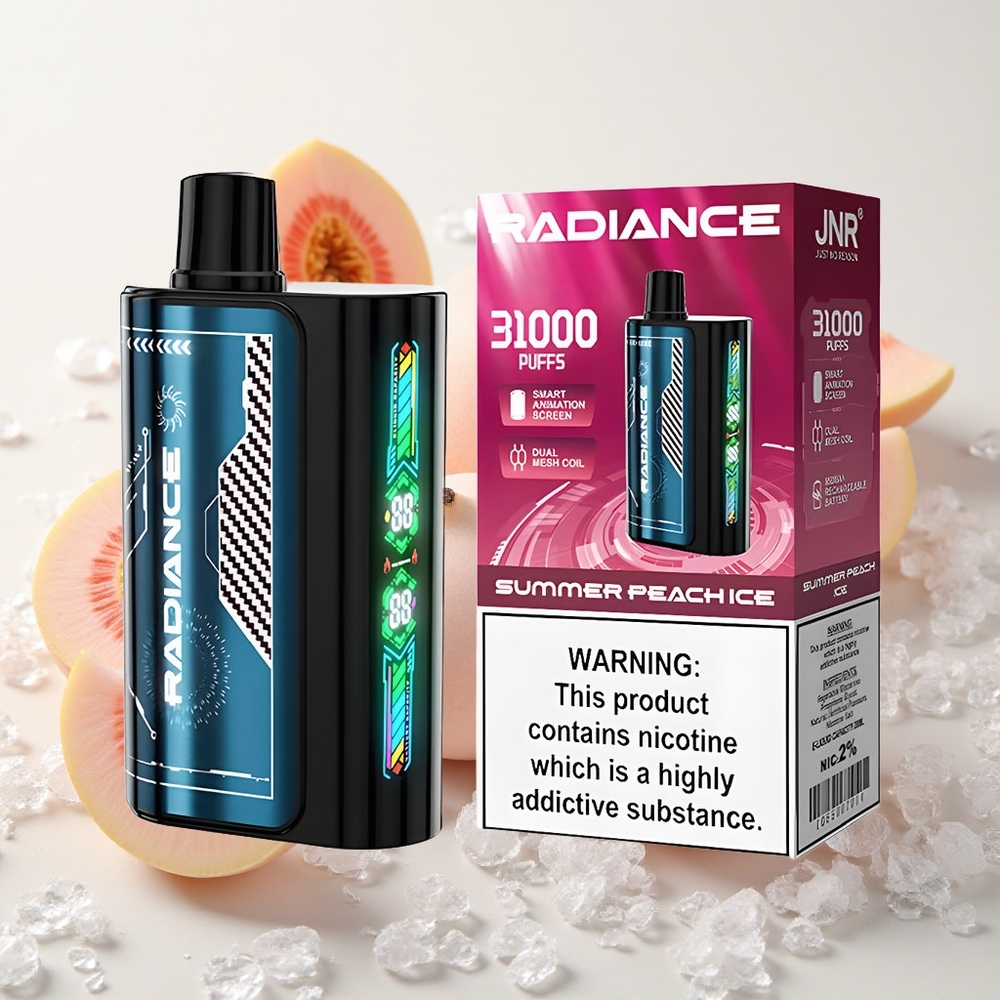Suve virsikujää JNR Radiance 31000 Puffs Ühekordne Vape 28ml E-vedelikuga