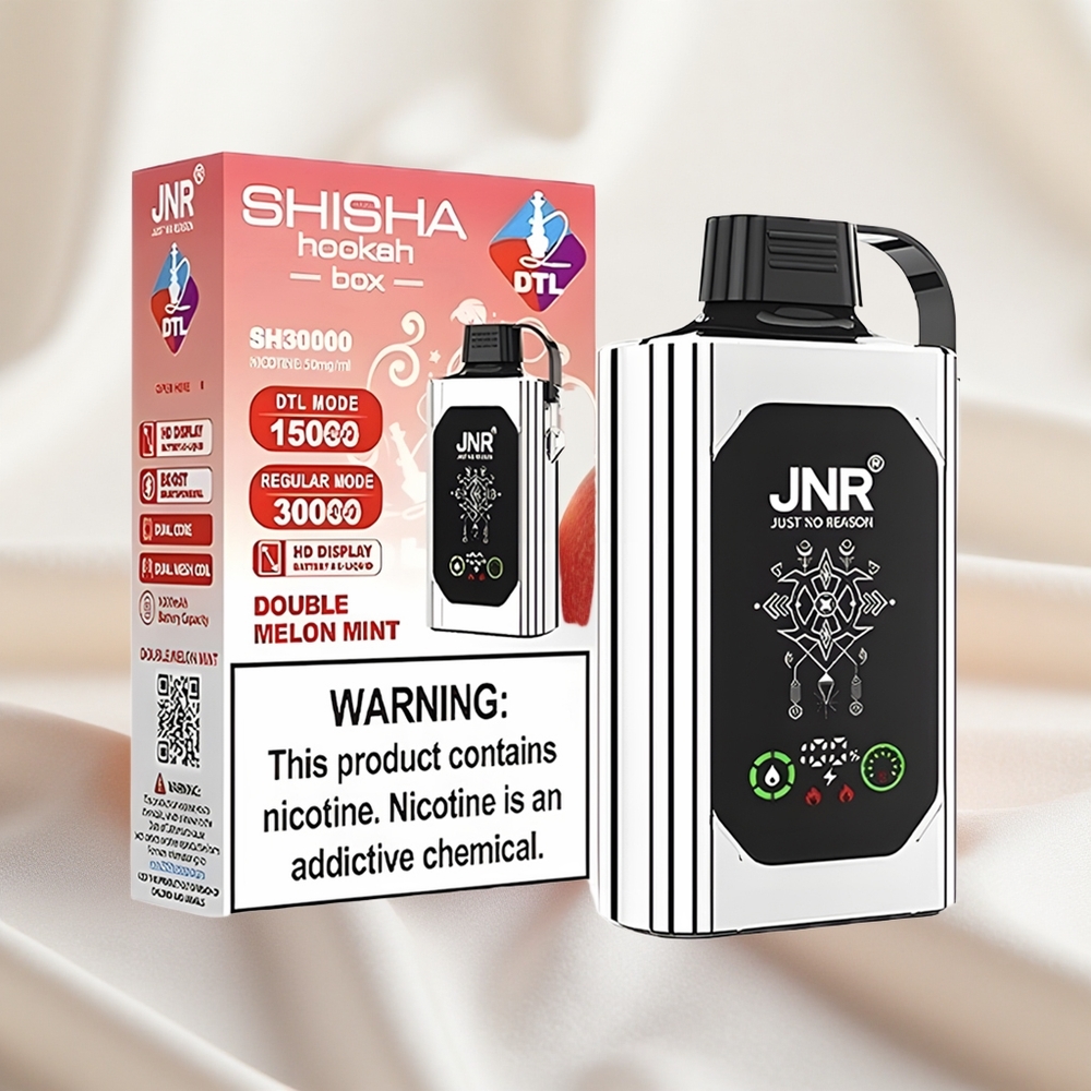 Kakskõrvitsi JNR Shisha Hookah Box 20500 Puffs Ühekordne Vape HD Ekraan 25ml Vedelikuga Dual Mesh Coiliga Type-C Kiirlaadimisega