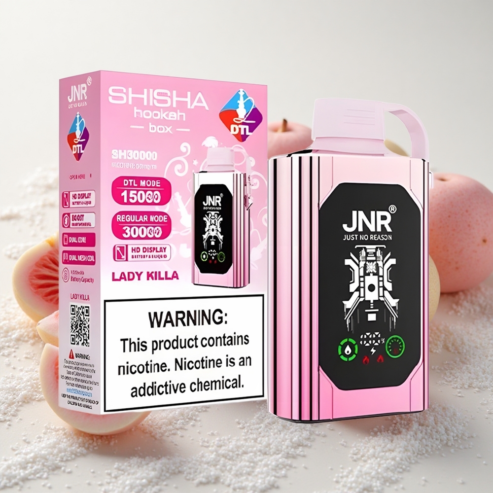 Lady Killa JNR Shisha Hookah Box 20500 Puffs Ühekordne Vape HD Ekraaniga 25ml Vedelikuga Dual Mesh Coil & Dual Core 1000mAh