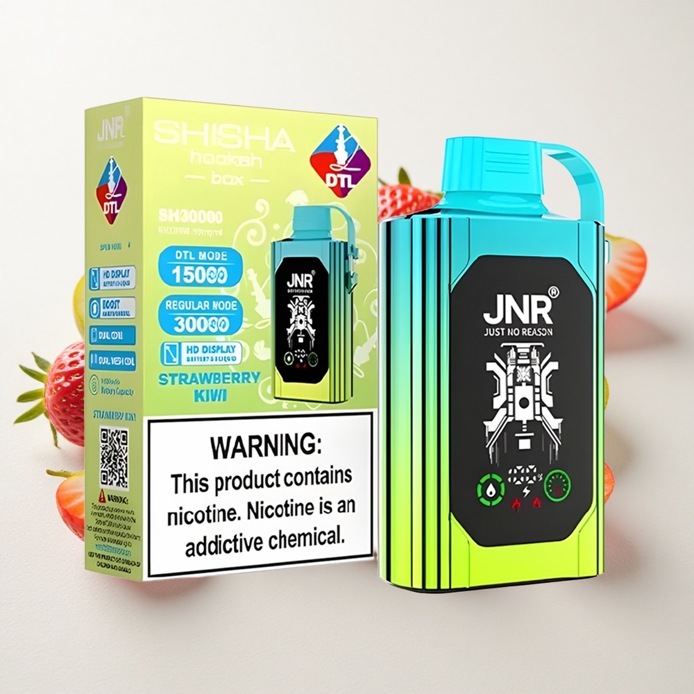 Maasika-Kiivi JNR Shisha Hookah Box 20500 Puffs Ühekordne Vape 25ml Dual Mesh Coil