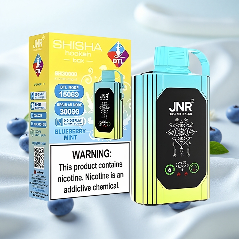 Mustikas-Münt JNR Shisha Hookah Box 20500 Puffs Kahetuumaline Võrkpoolik