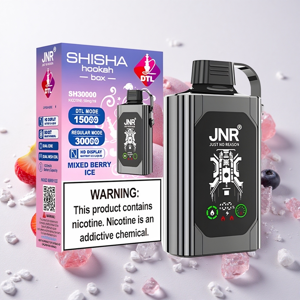 Segamari-Jäätise JNR Shisha Hookah Box 20500 Puffs Ühekordne Vape HD Ekraaniga 1000mAh aku ja 25ml e-vedelikuga