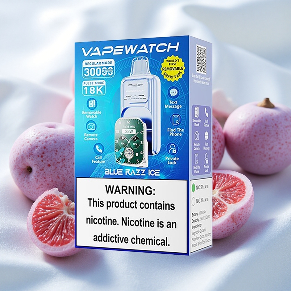 Sinise Vaarika Jäätise JNR Vape Watch 30000 Puffs Dual Mesh Coil