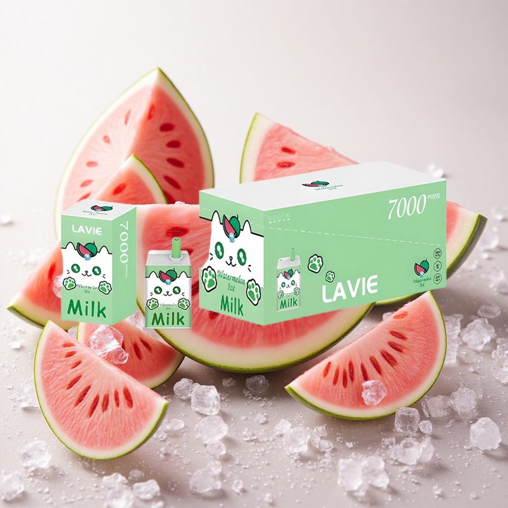 Arbuusi-Jää Lavie Milk 7000 Puffs Taaskasutatav Auruveepudel 16ML