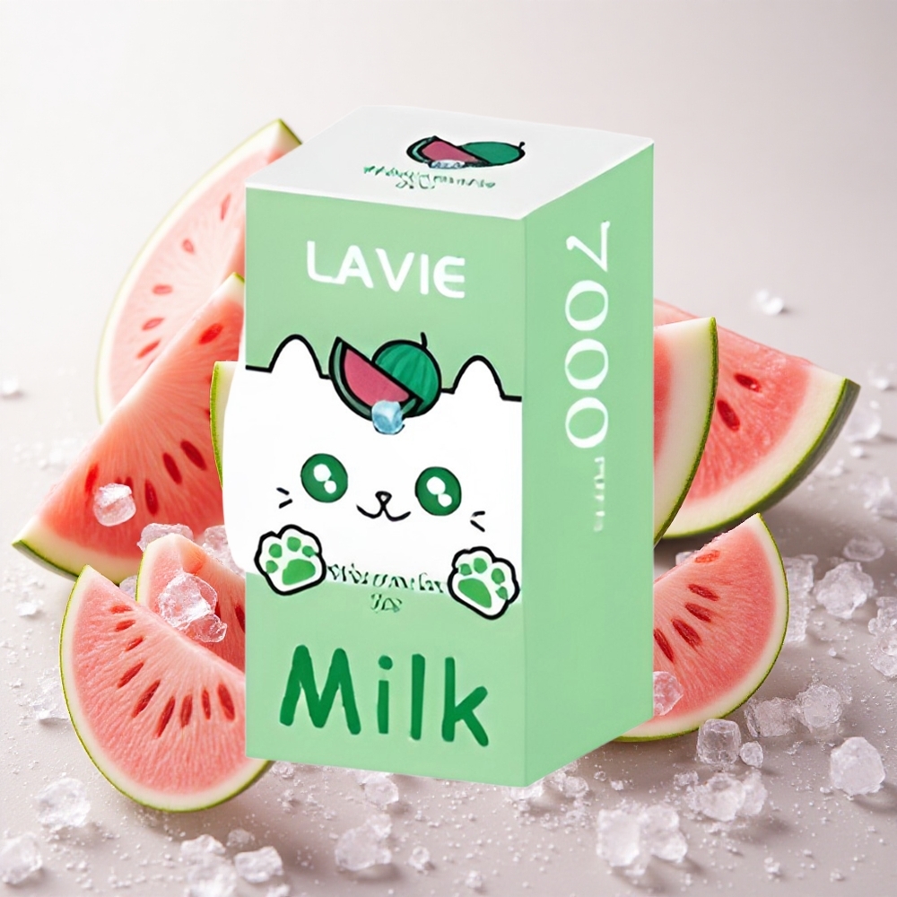 Arbuusi-Jää Lavie Milk 7000 Puffs Taaskasutatav Auruveepudel 16ML