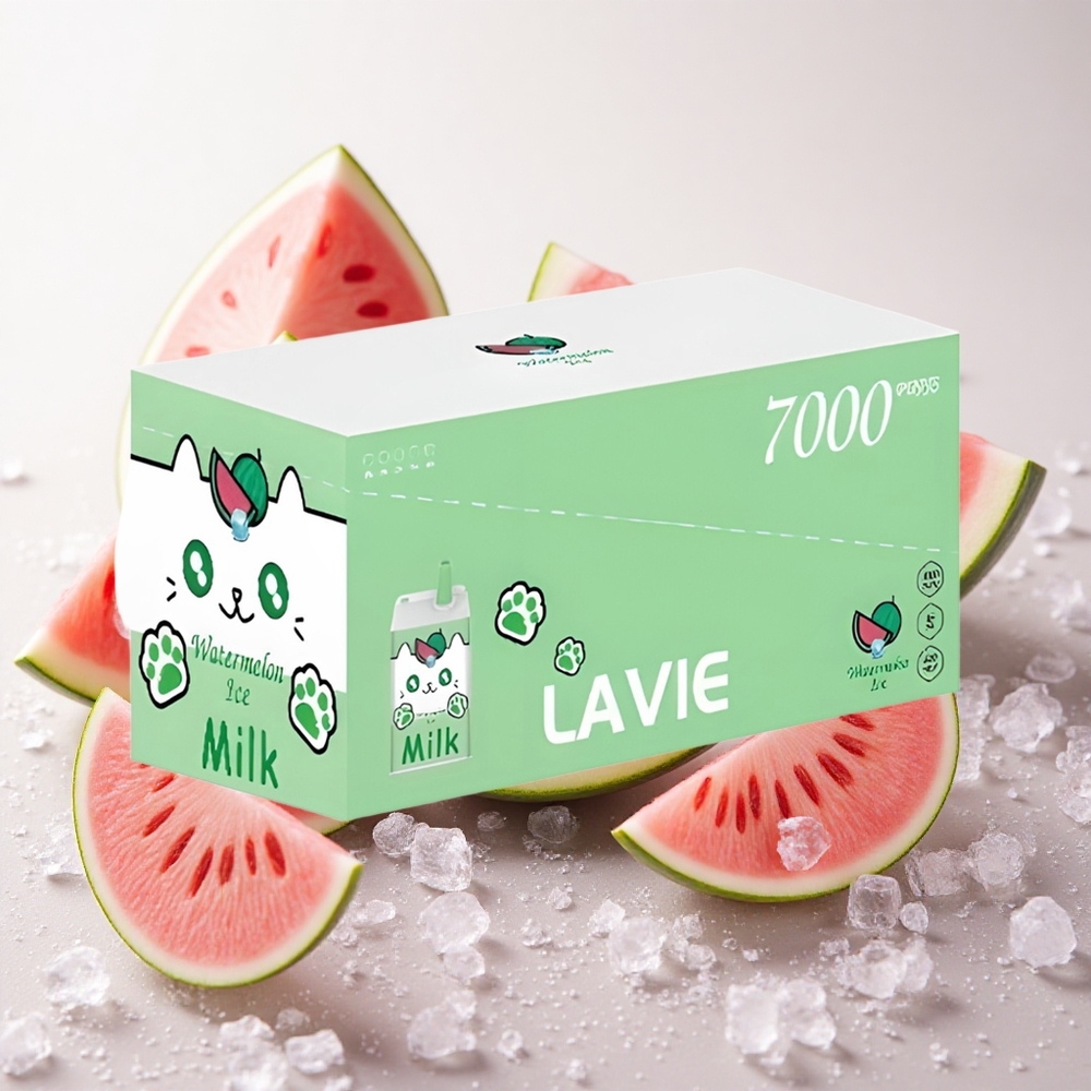 Arbuusi-Jää Lavie Milk 7000 Puffs Taaskasutatav Auruveepudel 16ML