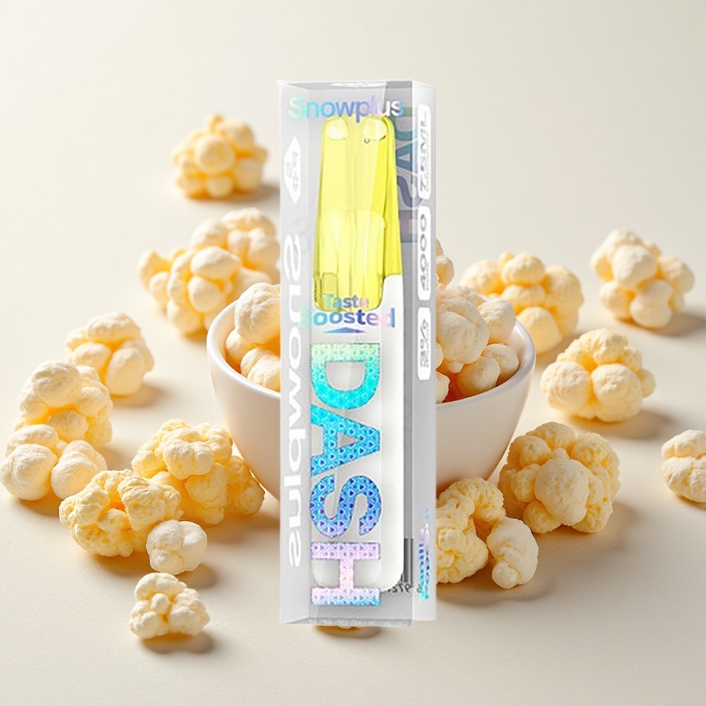 Vanilje-popkorn Snowplus Dash 4000 Puffs 7,5 ml