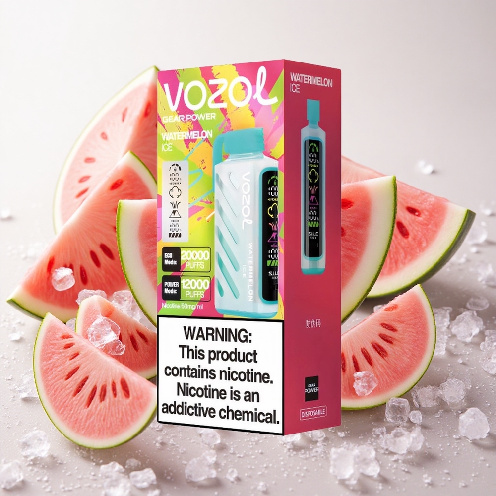 Arbuusi-Jää VOZOL Gear Power 20000 Puffs 20mL Dual Mesh Coil