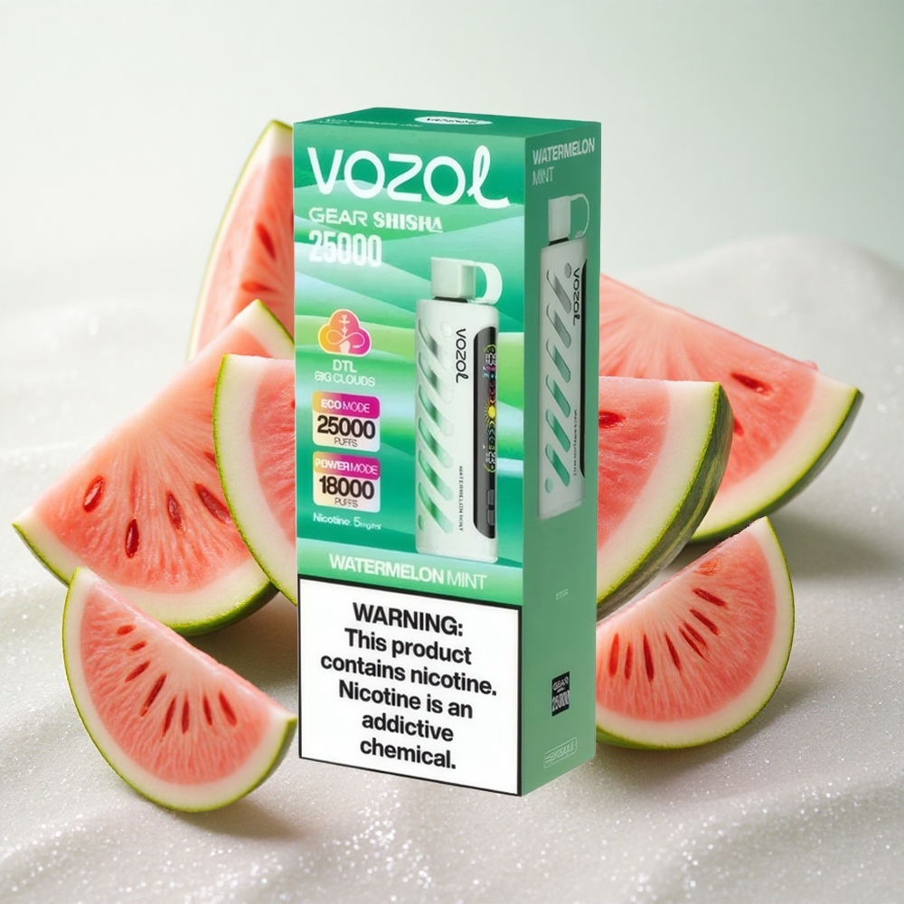 Arbuusi-Münt VOZOL Gear Shisha 25000 Puffs Ühekordne Vape 1000mAh aku