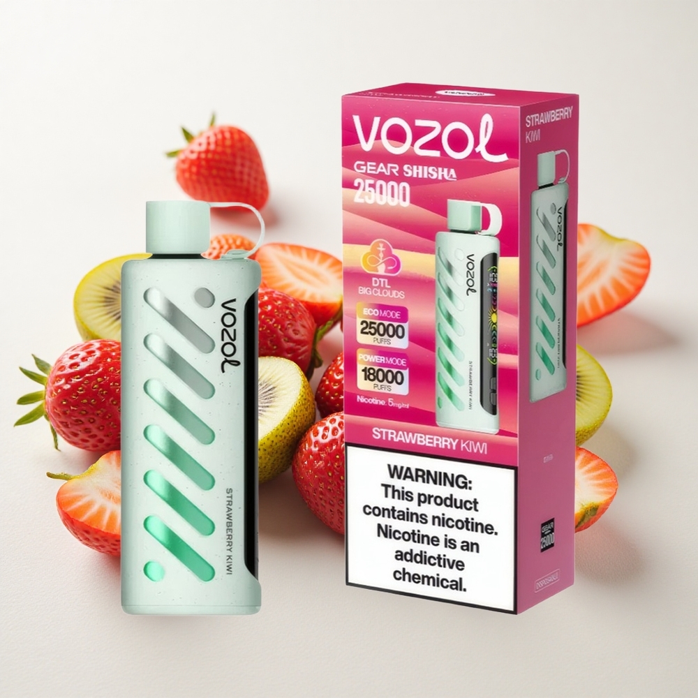 Maasika-Kiivi VOZOL Gear Shisha 25000 Puffs Dual Mesh Režiimid