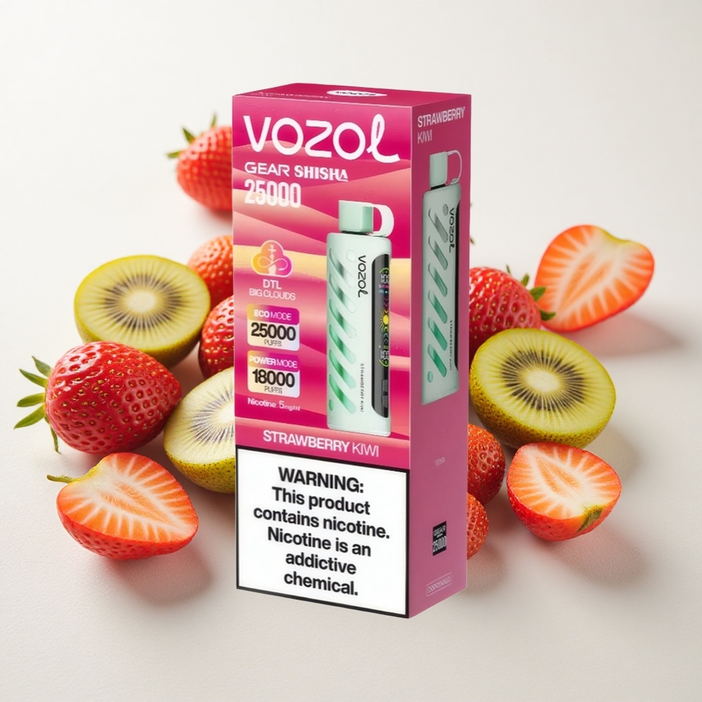 Maasika-Kiivi VOZOL Gear Shisha 25000 Puffs Dual Mesh Režiimid