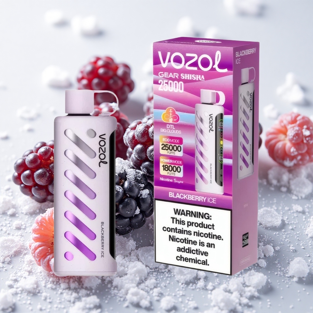 Mustika-Jää VOZOL Gear Shisha 25000 Pihustuska Dual Mesh Režiimid