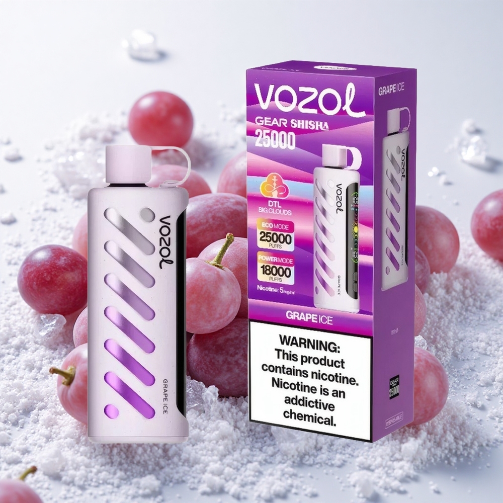 Viinamarja-Jää VOZOL Gear Shisha 25000 Sõõmikut Dual Mesh