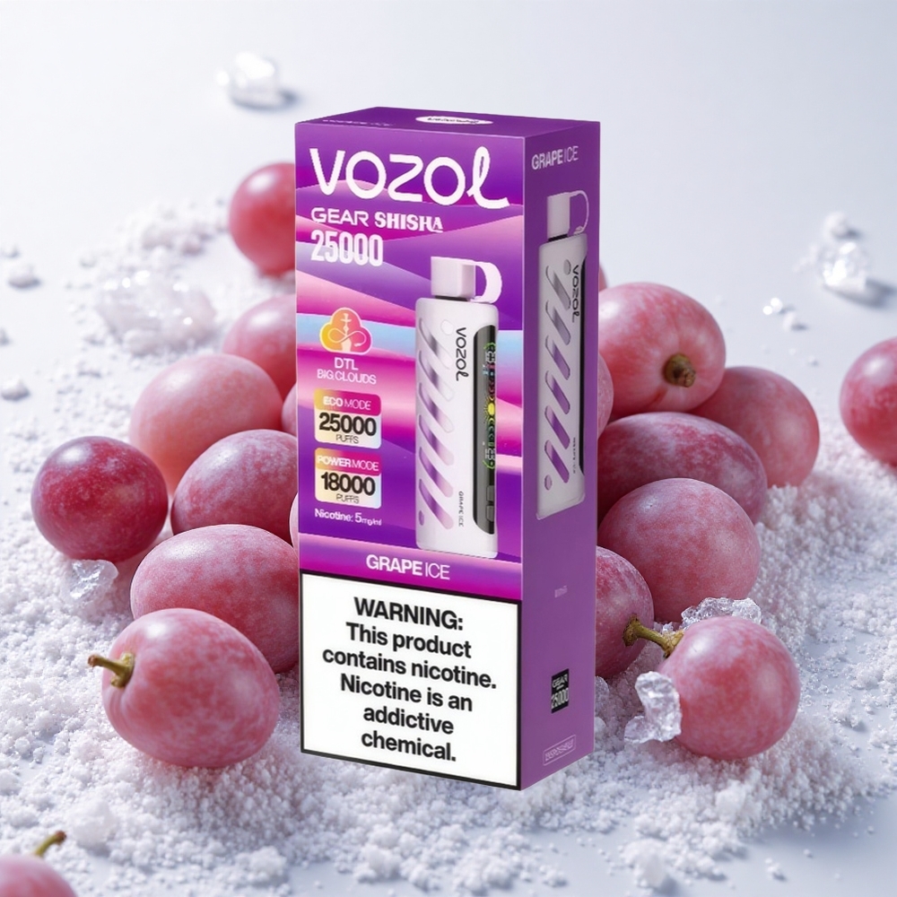 Viinamarja-Jää VOZOL Gear Shisha 25000 Sõõmikut Dual Mesh